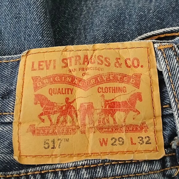 Levis Jeans 517 Mens 29X32 Boot Cut Dark Wash Blue Denim 100% Cotton Red Tab - Picture 7 of 9
